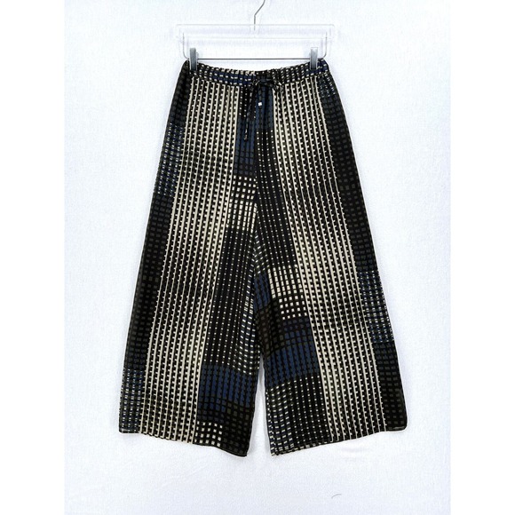 Cosette Pants - COSETTE Wide Leg Pants Womens Brown Cream  Geometric Print Lightweight
